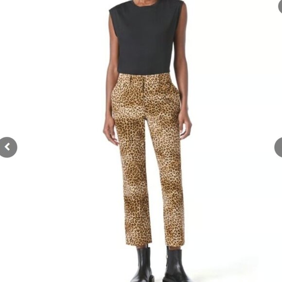 Frame Faithful Cropped Leopard Print Pant Size 4 - Picture 2 of 12